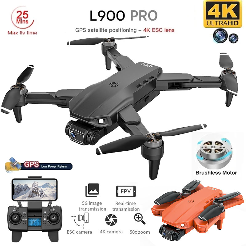 Drone Kit Professional - 折りたたみ式ブラシレスドローンl900プロ,GPS, 4k,HD,デュアルカメラ,5g,wifi,rc,距離1.2km,ドローン