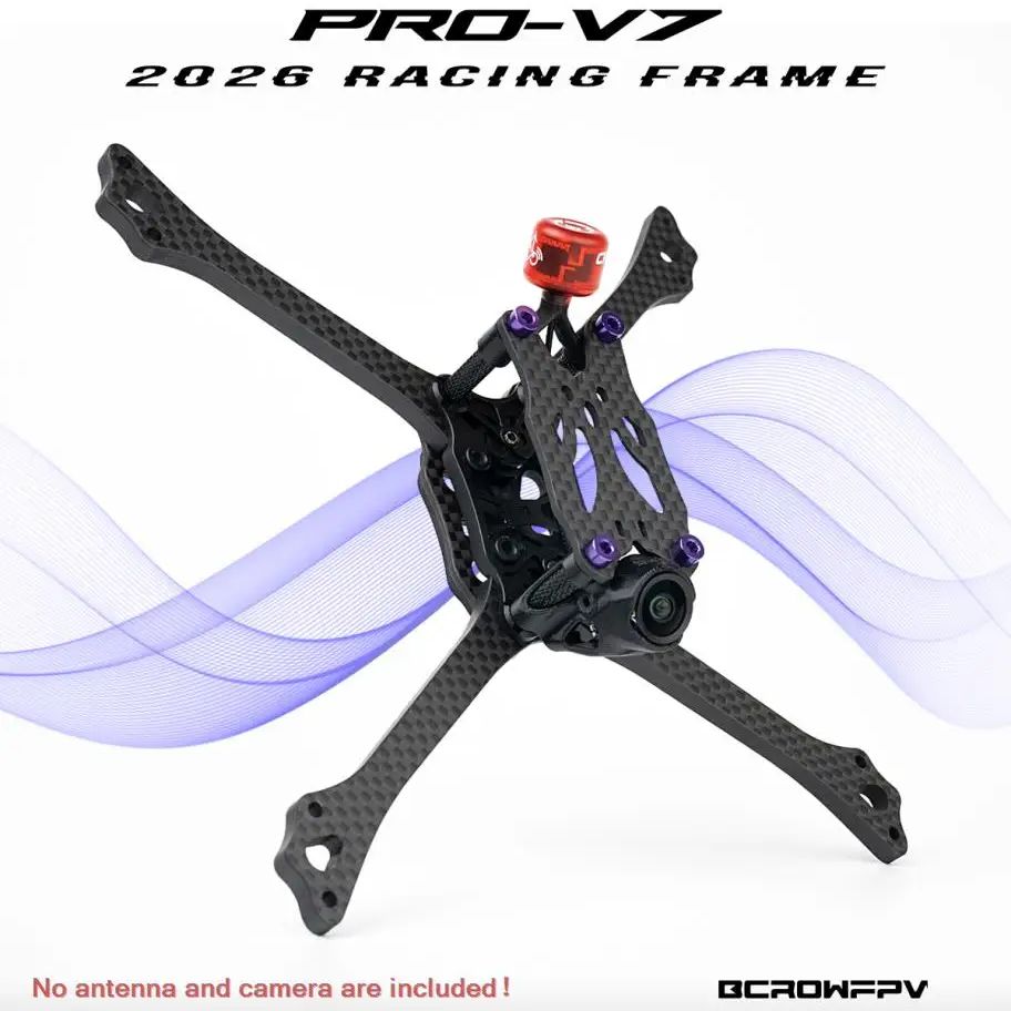 Drone Kit Octocopter - BCROWFPV PRO-V7 レーシングドローンフレームキット 2026年新型、カーボンファイバーFPVクアッドコプターフレーム（5インチDIYドローン用）