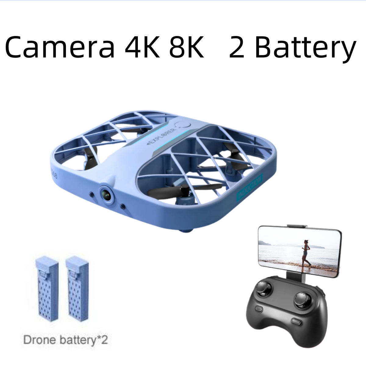 Drone Kit With Camera - JJRC H107 FPV RCドローン（バッテリー2個付き）、8K/4Kカメラ搭載クアッドコプター、リモコン付きドローン、男の子向けクリスマスプレゼント