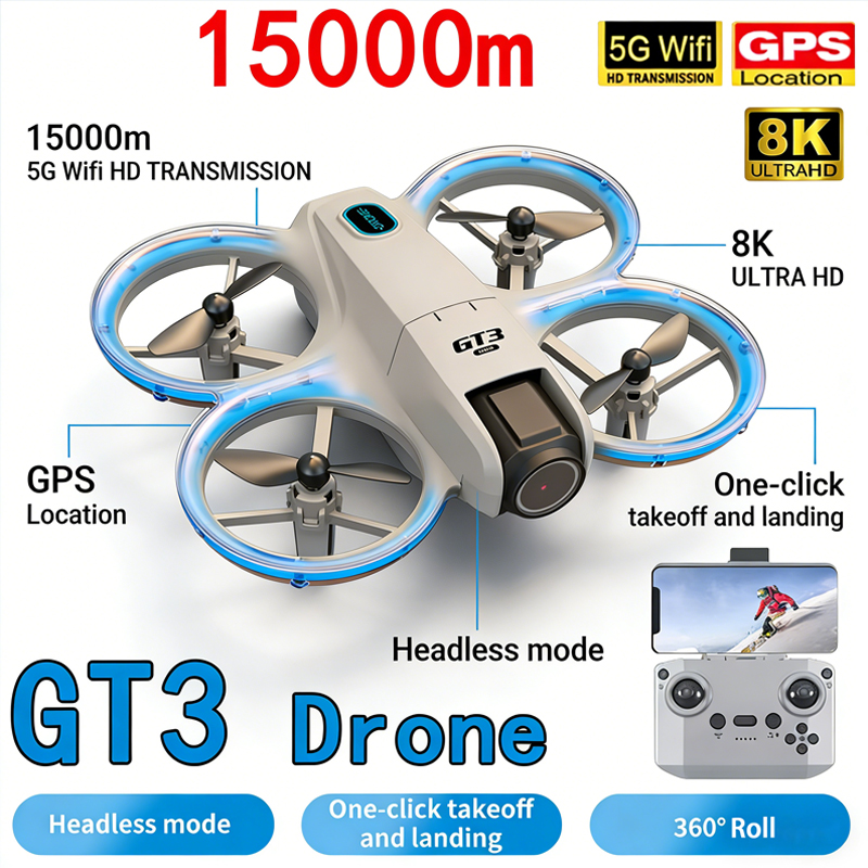 新型 GT3 MAX ドローン 8K HD 空撮 ヘッドレス - Drone Kit Tricopter のレビューと価格