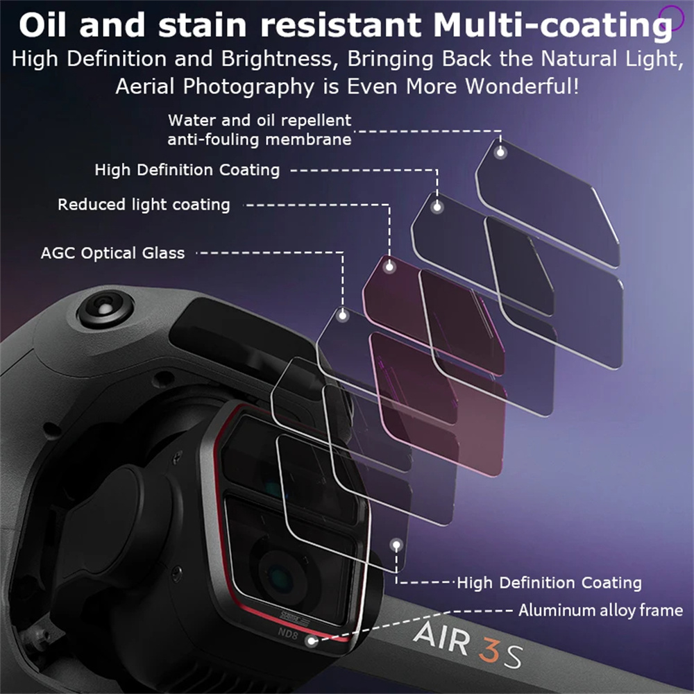 DJI Air 3S カメラレンズフィルターキット UV C - Drone Kit Waterproof のレビューと価格